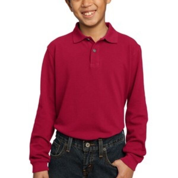 Port Authority® - Youth Long Sleeve Pique Knit Polo. Y320  Thumbnail
